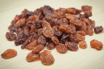 Fresh healthy raisins containing vitamins and minerals. Nutritious eating