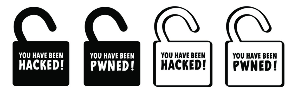 Have I been pwned or you have been hacked. Vector hacker, keylogger, cyber security concept. Technology data. Hybrid, and warfare, DDoS attack. Cyber, hackers, criminals. login and password. Digital.