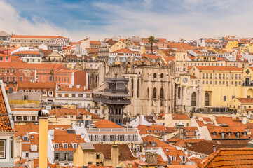 Fototapeta na wymiar A view from the Alfama distict in the city of Lisbon on a spring day