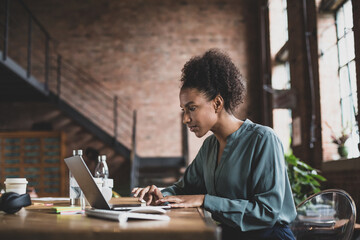 Businesswoman working in a shared office space