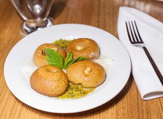 traditional sugar pare dessert on plate