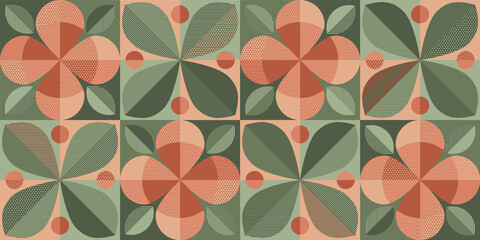 Minimal abstract geometry flowers, leaves patterns - 500253716