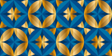 Luxury gold and blue geometry seamless pattern
