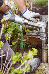 filling a fuel tank at a private home