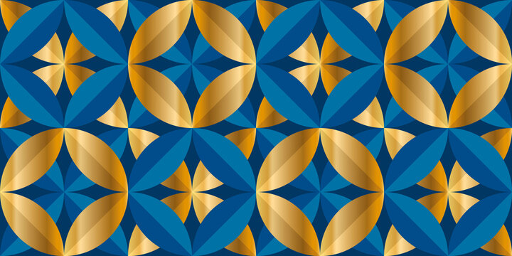 Luxury gold and blue geometry seamless pattern