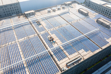 solar panels on factory rooftop