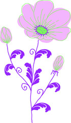 Pink flower with purple Vector file is useful for creating designs.