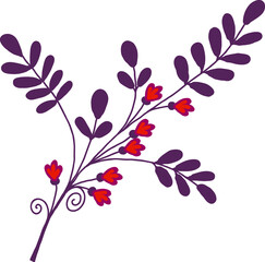 A twig with foxes and flowers. A vector file is useful for creating your designs.