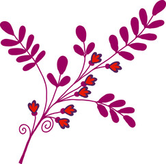 A twig with foxes and flowers. A vector file is useful for creating your designs.
