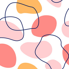 Abstract Organic shapes with fill and line art pattern. Pastel color background pattern 
