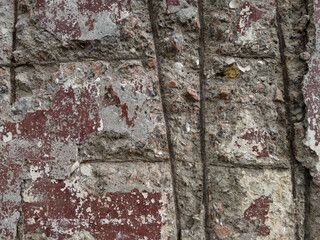 Texture of old concrete with iron rebar