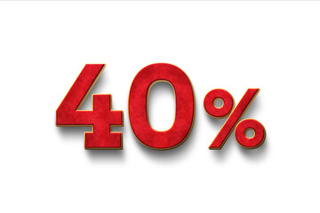 40 Percent off 3d Sign on White Background