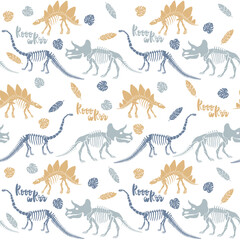 Seamless vector pattern with dinosaur skeleton.  © Оксана Омельченко