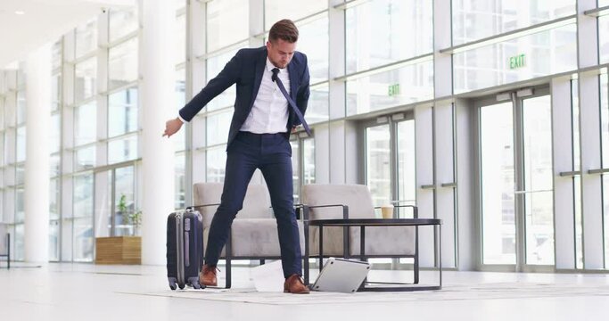 Slow internet is enough to let me lose my cool. 4k video footage of businessman losing his cool at the office.