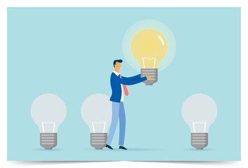Businessman choosing the best ideas
