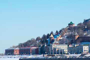 Panorama of Nizhny Novgorod on a clear winter day