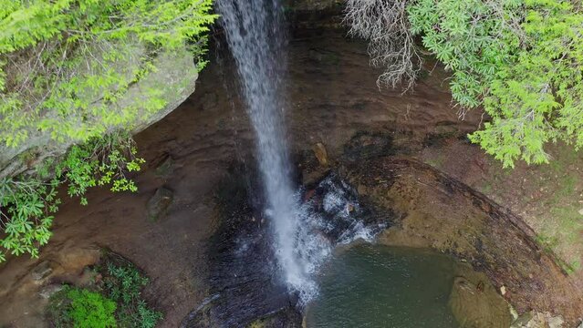 Amazing Aerial Waterfall Lowering Through Trees