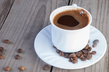 Roasted beans and brewed coffee