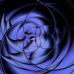 pattern and floral fantasy design from sharp peak point of a torus shaped 3D illustration object in shades of blue
