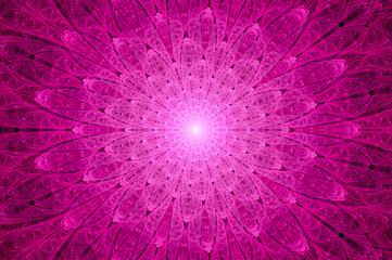 Computer generated abstract illustration Beautiful fractal pink lotus flower wall , Kaleidoscope design background, Abstract Concept Unique Mandala Kaleidoscopic creative inimitable graphic design