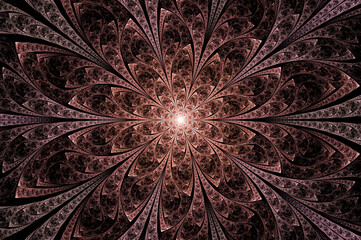 Computer generated abstract illustration Beautiful fractal flower armor wall pattern, Kaleidoscope design background, Concept Unique Mandala Kaleidoscopic creative inimitable graphic design