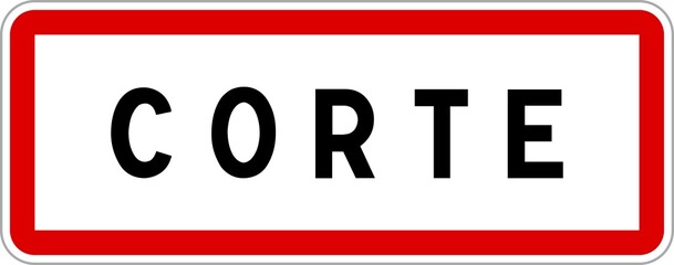 Panneau entrée ville agglomération Corte / Town entrance sign Corte