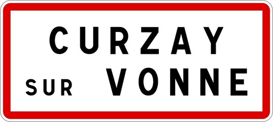 Panneau entrée ville agglomération Curzay-sur-Vonne / Town entrance sign Curzay-sur-Vonne