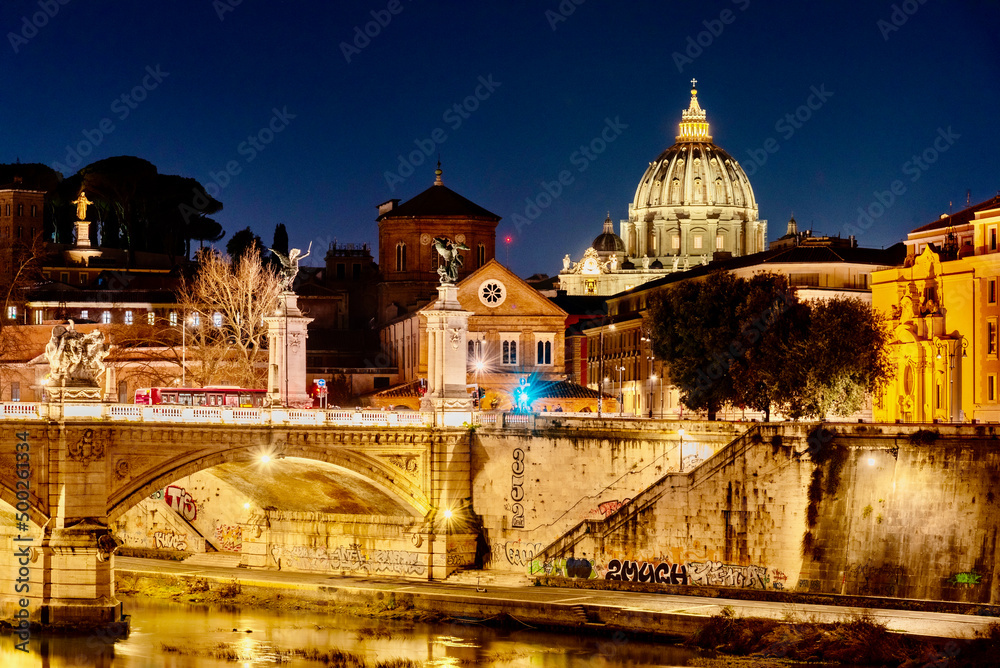 Poster panorama eternal city of Rome in Italy