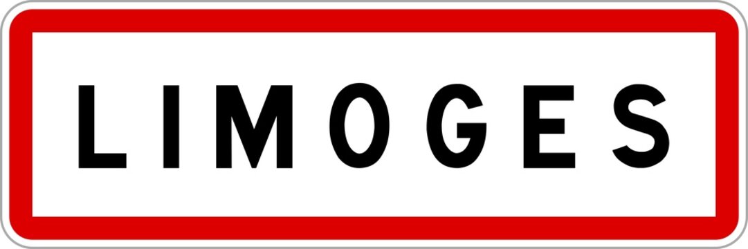 Panneau entr&eacute;e ville agglom&eacute;ration Limoges / Town entrance sign Limoges