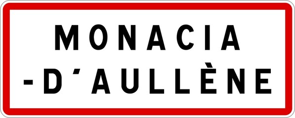 Panneau entrée ville agglomération Monacia-d'Aullène / Town entrance sign Monacia-d'Aullène