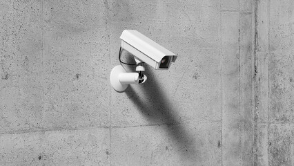 outdoor video surveillance camera on a concrete wall, security system