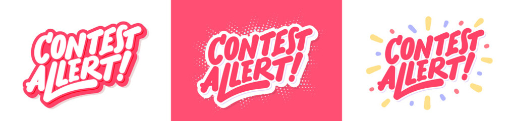 Contest allert. Handwritten vector lettering banners set.