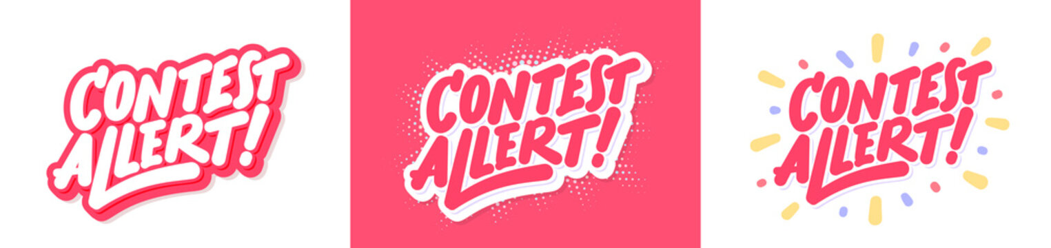 Contest allert. Handwritten vector lettering banners set.