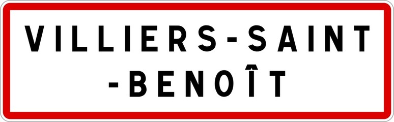 Panneau entrée ville agglomération Villiers-Saint-Benoît / Town entrance sign Villiers-Saint-Benoît