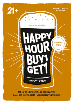 happy  hour party poster flyer social media post template design