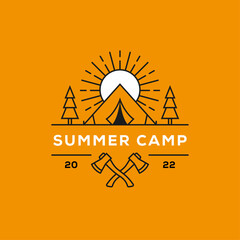 Summer camp vector logo.