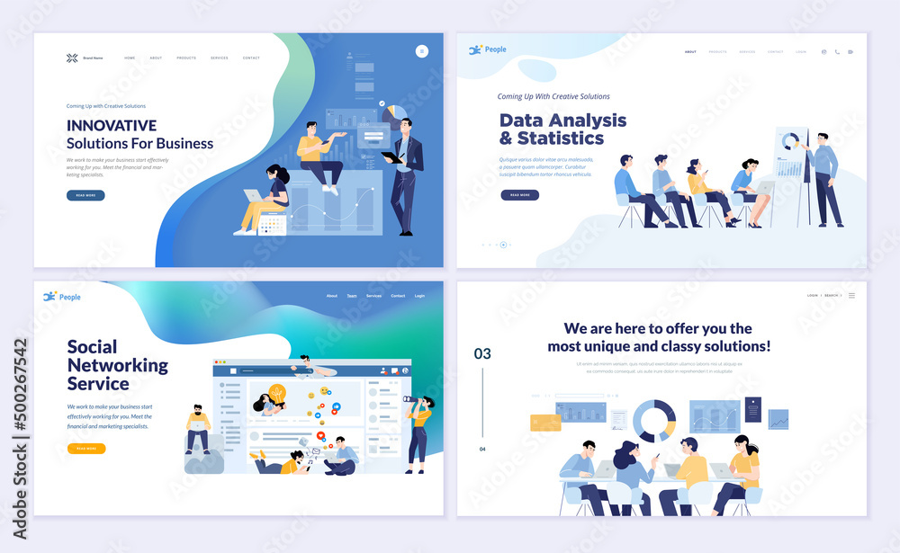 Canvas Prints set of web page design templates of social network, market research and data analysis, business and 