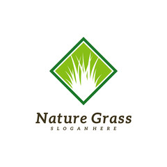 Nature Grass logo design vector, Creative Grass logo design Template Illustration