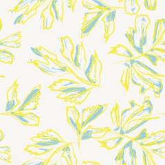 Brush Strokes Leaf Seamless Pattern Design