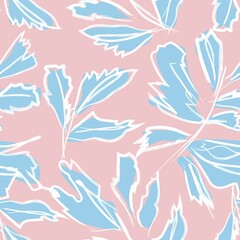 Brush Strokes Leaf Seamless Pattern Design