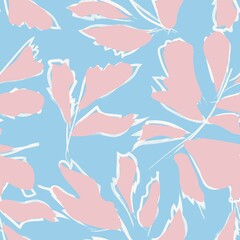 Brush Strokes Leaf Seamless Pattern Design