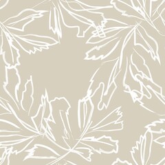 Brush Strokes Leaf Seamless Pattern Design