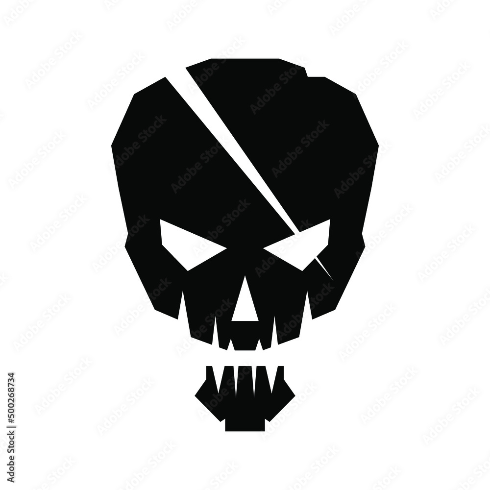 Wall mural aggressive skull with scar icon. comic style illustration. t-shirt print for horror or halloween. ha