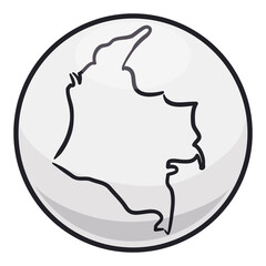 Obraz premium Round button with Colombia's map inside of it, Vector illustration