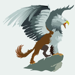 Color vector image of griffin, coat of arms, mascot, tattoo