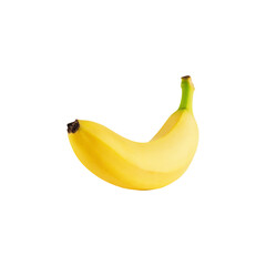 Single banana isolated. Beautiful, edible yellow banana. Vector illustration.