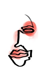 illustration of a hand holding face minimal art beauty
