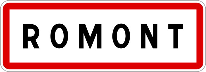 Panneau entrée ville agglomération Romont / Town entrance sign Romont