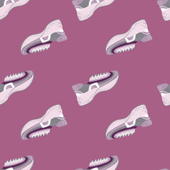 Seamless pattern with modern sneakers. Background with shoes for active lifestyle in doodle style.
