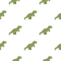Seamless pattern cute T-Rex dino. Background of funny dinosaurs in doodle style. © Purple_Lamp